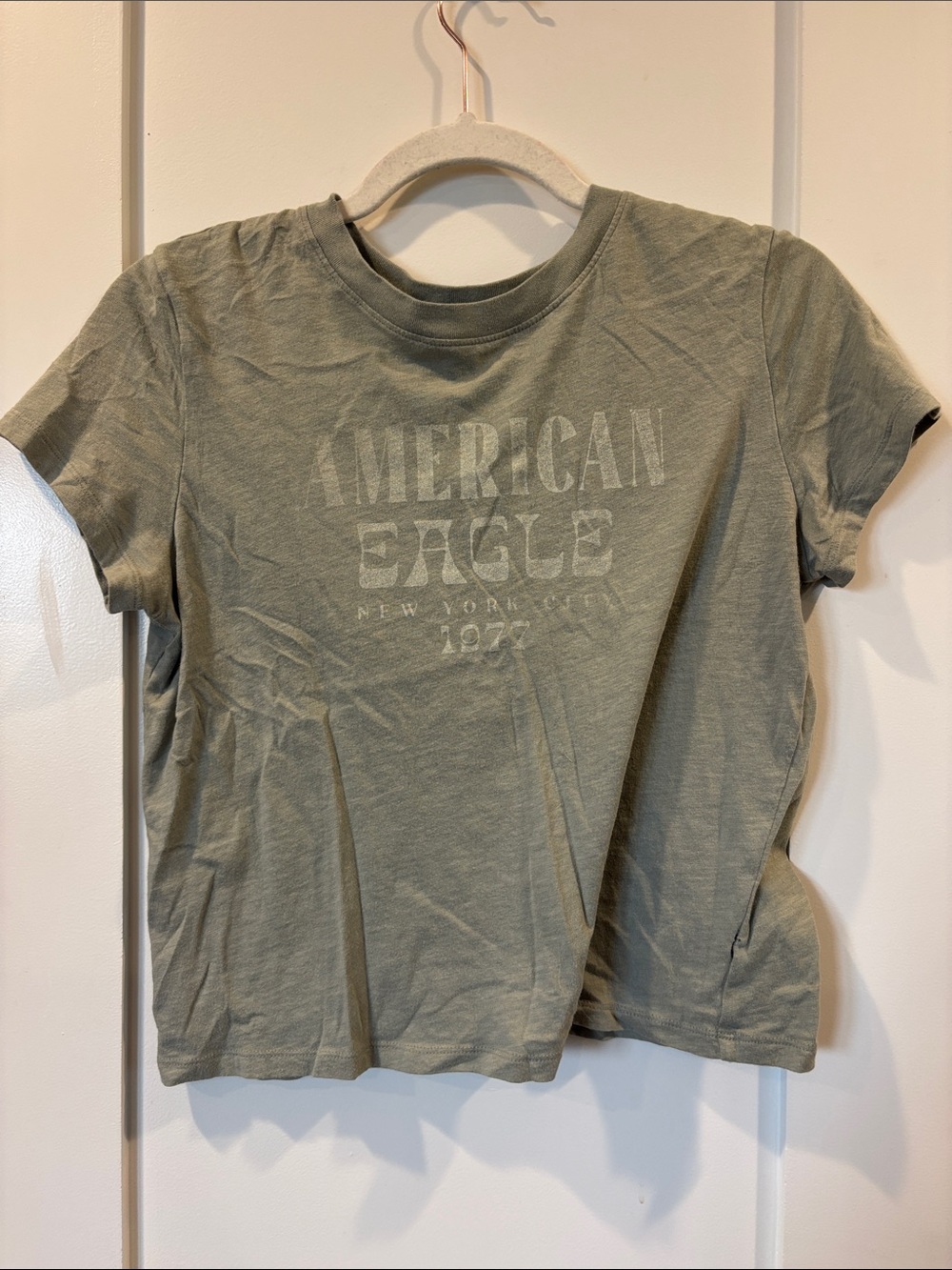 American Eagle Outfitters Olive Green Graphic Short Sleeve Tee